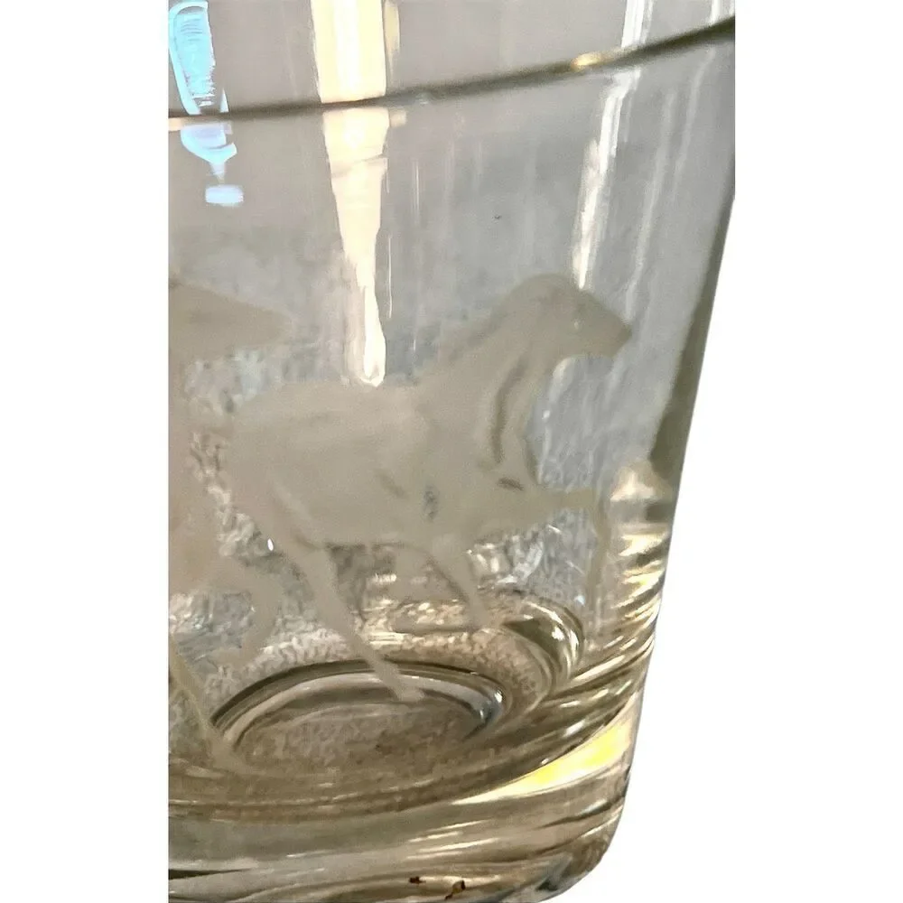 Vintage Etched Running Horses Cocktail Glass